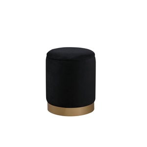 Elegant Decor Ozman 14&quot Round MDF Foam and Polyester Ottoman in Black