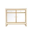 Elegant Decor Reflexion 2-Drawer Solid Wood and MDF Nightstand in Gold