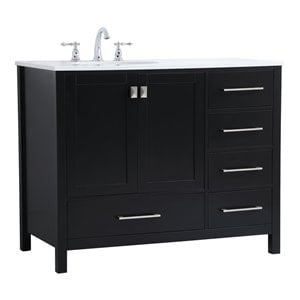 Elegant Decor Irene 42&quot Solid Wood and Stone Single Bathroom Vanity in Black