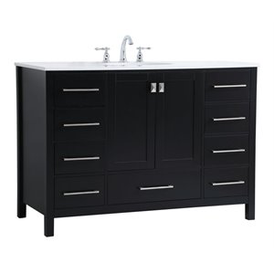 Elegant Decor Irene 48&quot Solid Wood and Stone Single Bathroom Vanity in Black