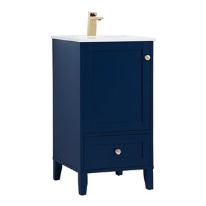 Elegant Decor Sommerville 18&quot Steel and Wood Single Bathroom Vanity in Blue