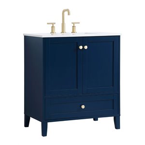 Elegant Decor Sommerville 30&quot Steel and Wood Single Bathroom Vanity in Blue