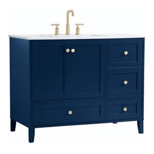 Elegant Decor Sommerville 42&quot Steel and Wood Single Bathroom Vanity in Blue