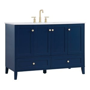 Elegant Decor Sommerville 48&quot Steel and Wood Single Bathroom Vanity in Blue
