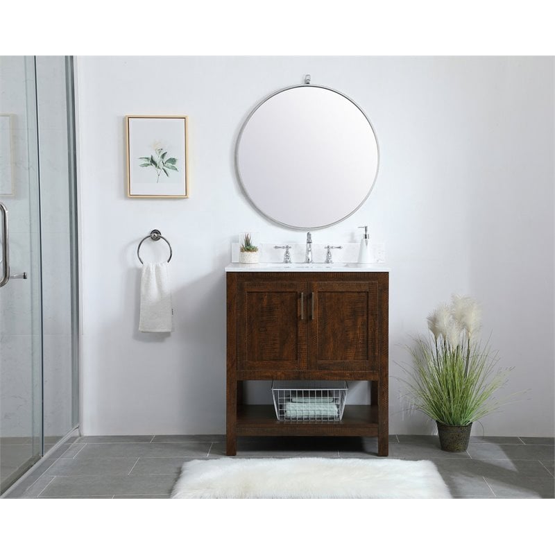 Elegant Decor Aubrey Solid Wood Single Bathroom Vanity w/ Backsplash in Espresso