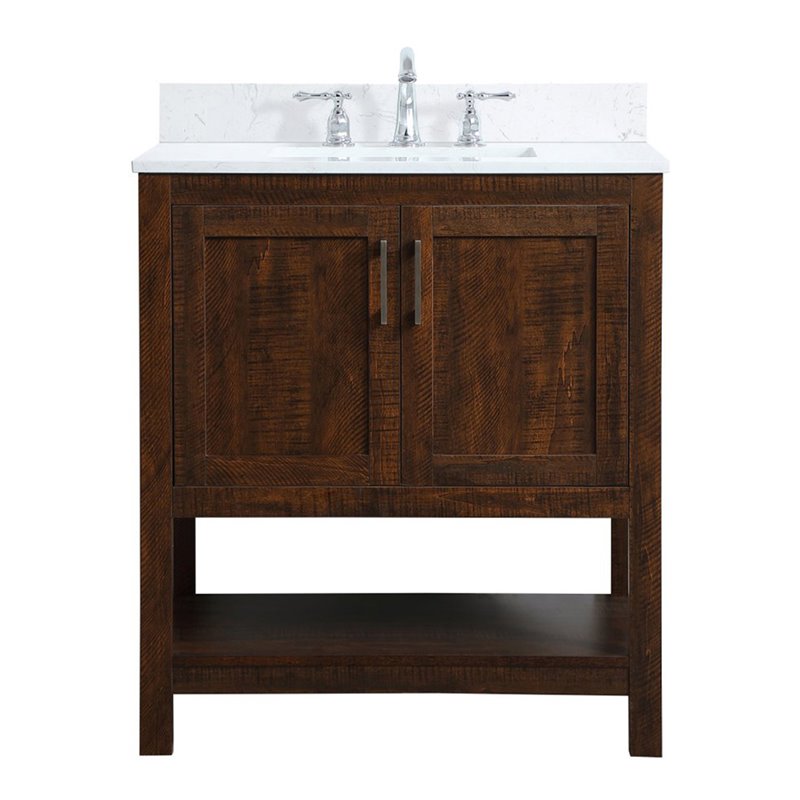 Elegant Decor Aubrey Solid Wood Single Bathroom Vanity w/ Backsplash in Espresso