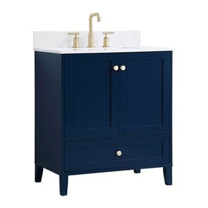 Elegant Decor Sommerville 30&quot MDF Single Bathroom Vanity with Backsplash in Blue