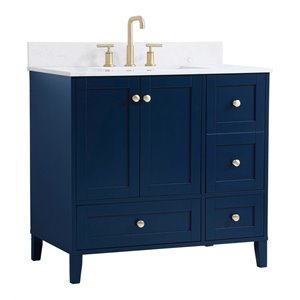 Elegant Decor Sommerville 36&quot MDF Single Bathroom Vanity with Backsplash in Blue