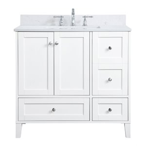 Elegant Decor Sommerville 36&quot MDF Single Bathroom Vanity with Backsplash - White