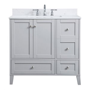 Elegant Decor Sommerville 36&quot MDF Single Bathroom Vanity with Backsplash in Gray