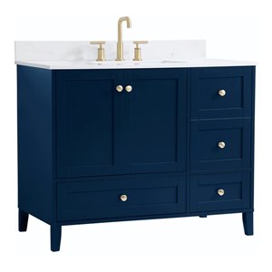 Elegant Decor Sommerville 42&quot MDF Single Bathroom Vanity with Backsplash in Blue