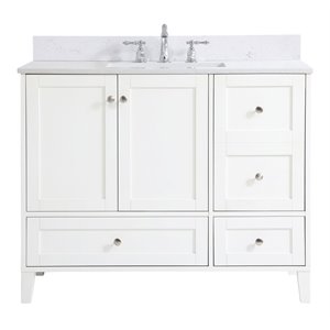 Elegant Decor Sommerville 42&quot MDF Single Bathroom Vanity with Backsplash - White
