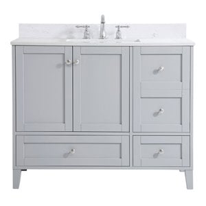 Elegant Decor Sommerville 42&quot MDF Single Bathroom Vanity with Backsplash in Gray