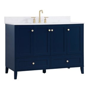 Elegant Decor Sommerville 48&quot MDF Single Bathroom Vanity with Backsplash in Blue