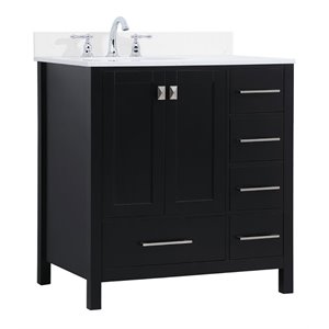 Elegant Decor Irene 32&quot Solid Wood Single Bathroom Vanity w/ Backsplash in Black
