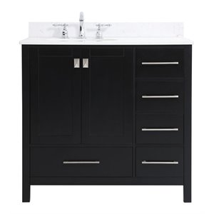 Elegant Decor Irene 36&quot Solid Wood Single Bathroom Vanity w/ Backsplash in Black
