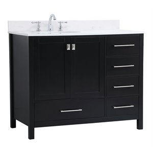 Elegant Decor Irene 42&quot Solid Wood Single Bathroom Vanity w/ Backsplash in Black