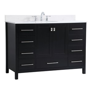 Elegant Decor Irene 48&quot Solid Wood Single Bathroom Vanity w/ Backsplash in Black