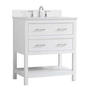 Elegant Decor Sinclaire 30&quot MDF Single Bathroom Vanity with Backsplash in White