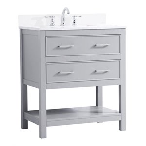 Elegant Decor Sinclaire 30&quot MDF Single Bathroom Vanity with Backsplash in Gray
