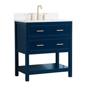 Elegant Decor Sinclaire 30&quot MDF Single Bathroom Vanity with Backsplash in Blue