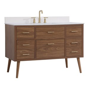 Elegant Decor Boise 48&quot MDF Bathroom Vanity with Backsplash in Walnut Brown