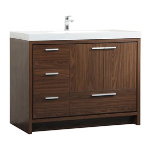 Elegant Decor Wyatt 42&quot Aluminum Alloy and MDF Single Bathroom Vanity in Walnut