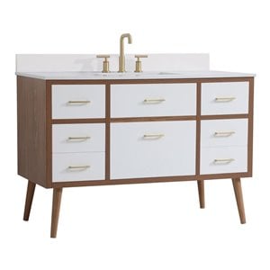 Elegant Decor Boise 48&quot MDF Bathroom Vanity with Backsplash in White