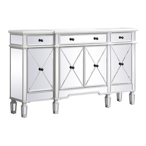 Elegant Decor Contempo 60&quot MDF and Metal Mirrored Credenza in Antique White