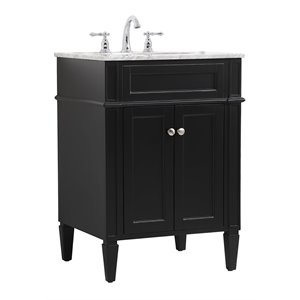 Elegant Decor Park Avenue 24&quot Solid Wood & Metal Single Bathroom Vanity in Black