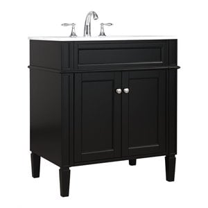 Elegant Decor Park Avenue 30&quot Solid Wood & Metal Single Bathroom Vanity in Black