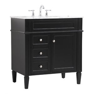 Elegant Decor Park Avenue 32&quot Solid Wood & Metal Single Bathroom Vanity in Black