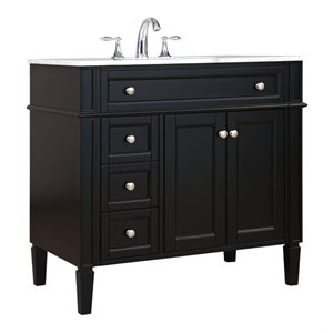 Elegant Decor Park Avenue 36&quot Solid Wood & Metal Single Bathroom Vanity in Black
