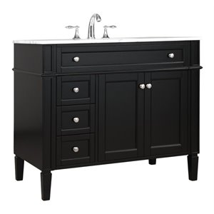 Elegant Decor Park Avenue 40&quot Solid Wood & Metal Single Bathroom Vanity in Black