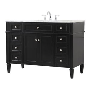 Elegant Decor Park Avenue 48&quot Solid Wood & Metal Single Bathroom Vanity in Black