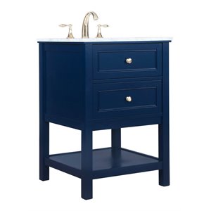 Elegant Decor Metropolis 24&quot Solid Wood and Metal Single Bathroom Vanity in Blue