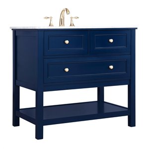 Elegant Decor Metropolis 36&quot Solid Wood and Metal Single Bathroom Vanity in Blue