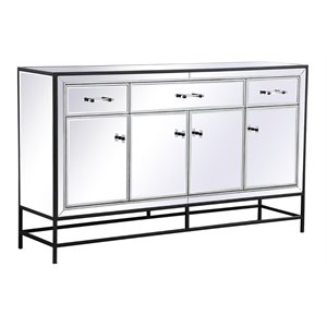 Elegant Decor James 60&quot Metal and MDF Mirrored Credenza in Black