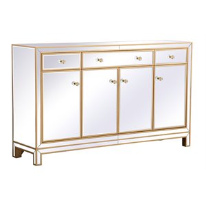 Elegant Decor Reflexion 60&quot Metal and MDF Mirrored Credenza in Gold