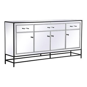 Elegant Decor James 72&quot Metal and MDF Mirrored Credenza in Black
