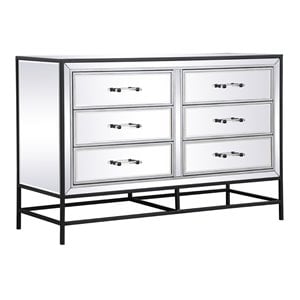 Elegant Decor Beau 34&quot Metal Acrylic and MDF Mirrored 5-Drawer Chest in Black
