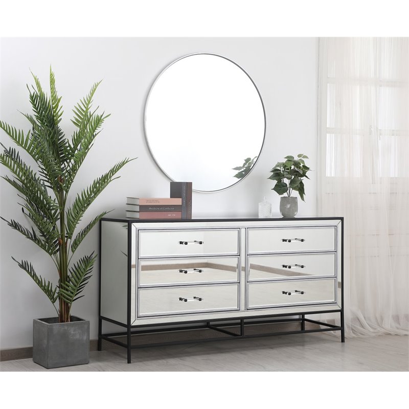 Elegant Decor 60 Inch Mirrored 6 Drawers Chest - Thumbnail 5