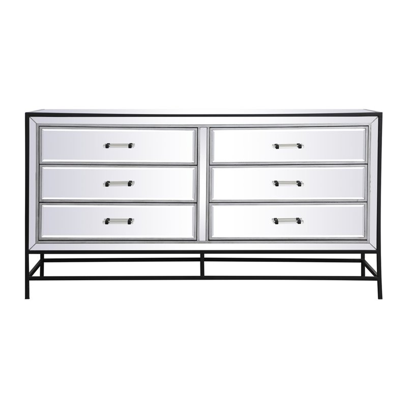 Elegant Decor 60 Inch Mirrored 6 Drawers Chest - Thumbnail 4