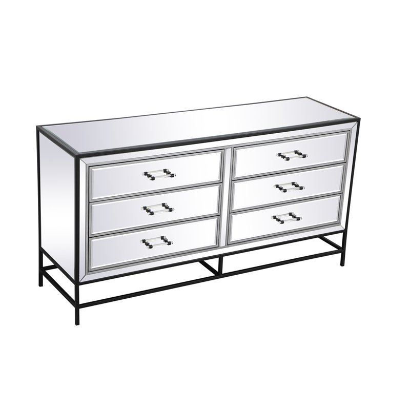 Elegant Decor 60 Inch Mirrored 6 Drawers Chest - Thumbnail 3