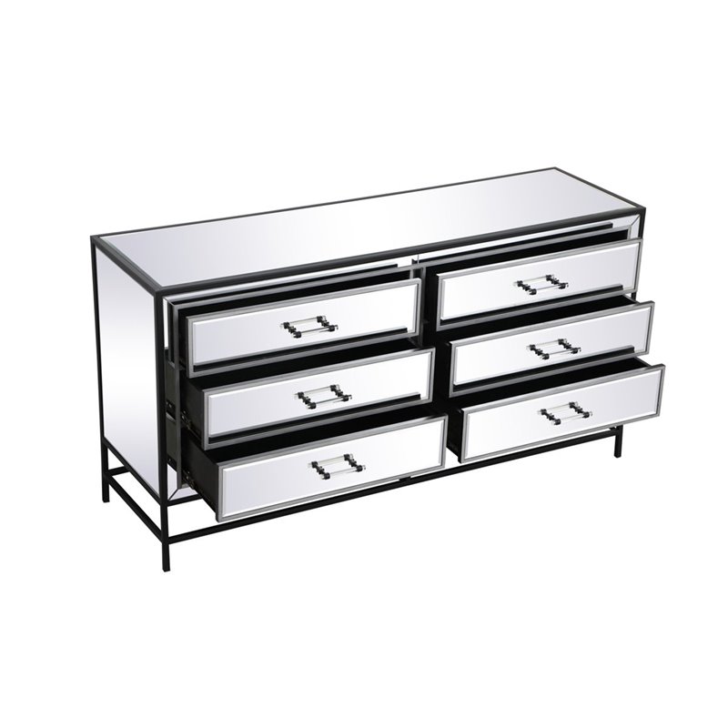 Elegant Decor 60 Inch Mirrored 6 Drawers Chest