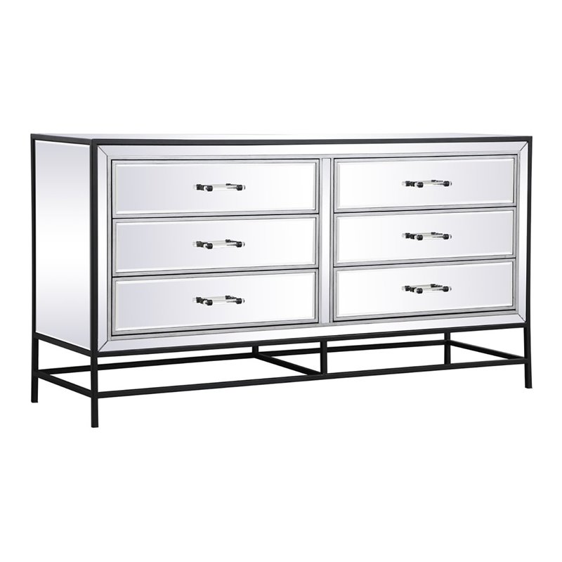 Elegant Decor 60 Inch Mirrored 6 Drawers Chest - Thumbnail 2