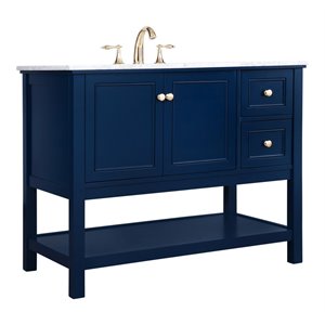 Elegant Decor Metropolis 42&quot Solid Wood and Metal Single Bathroom Vanity in Blue