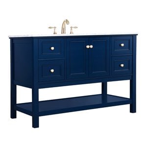 Elegant Decor Metropolis 48&quot Solid Wood and Metal Single Bathroom Vanity in Blue