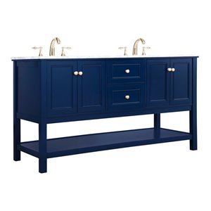 Elegant Decor Metropolis 60&quot Solid Wood and Metal Single Bathroom Vanity in Blue