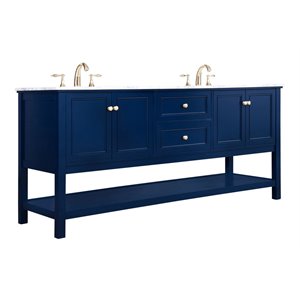 Elegant Decor Metropolis 72&quot Solid Wood and Metal Single Bathroom Vanity in Blue
